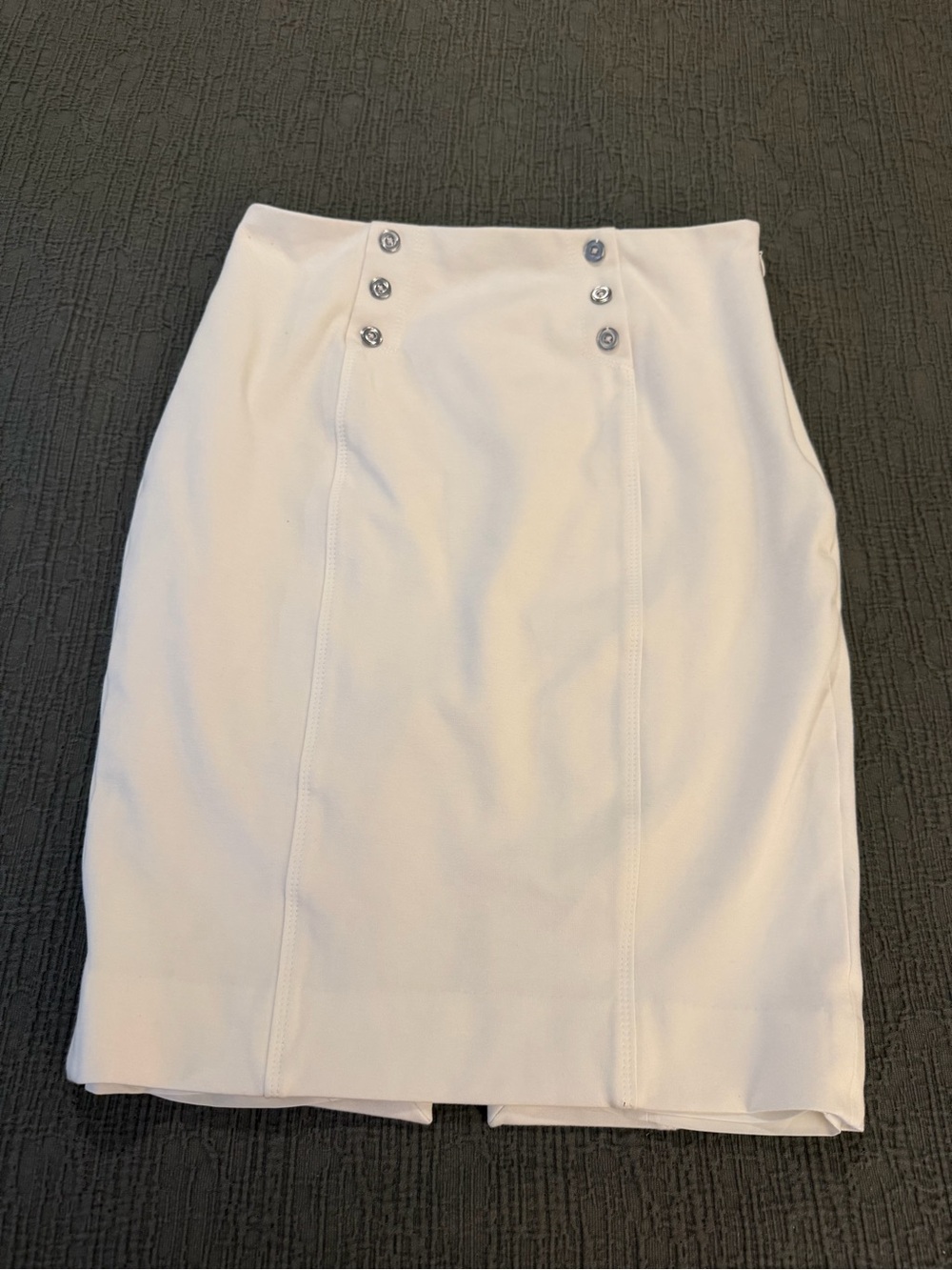 White House Black Market White Button-Detail Pencil Skirt Sexy Lined Slit